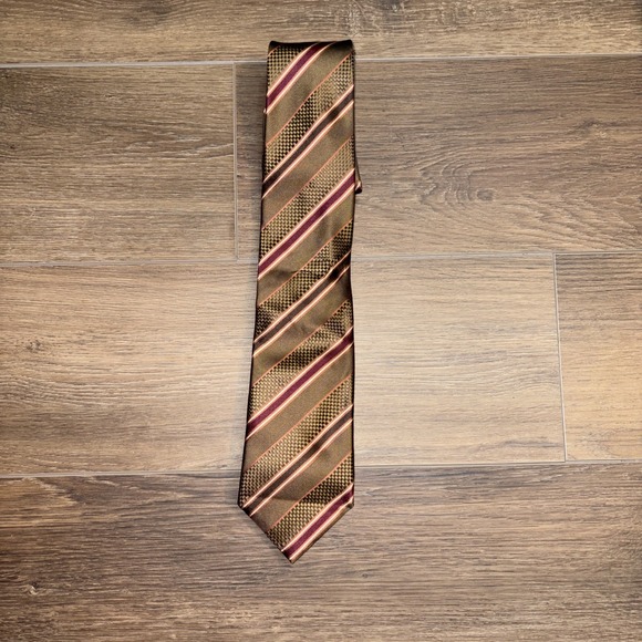Canali Italy Tie Striped Chocolate Brown Necktie Silk Office Italy 3.75x59